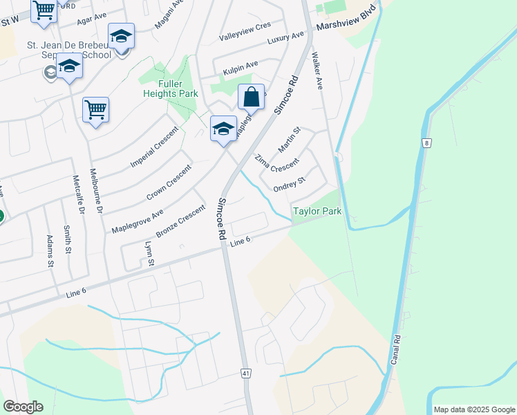 map of restaurants, bars, coffee shops, grocery stores, and more near in Bradford West Gwillimbury