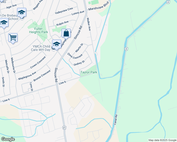 map of restaurants, bars, coffee shops, grocery stores, and more near Concession Road 6 in Bradford West Gwillimbury