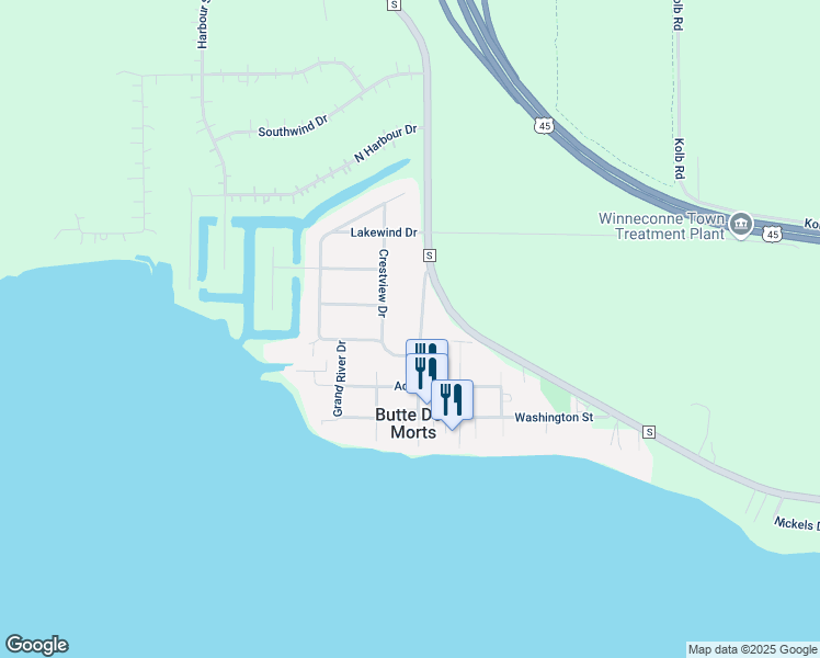 map of restaurants, bars, coffee shops, grocery stores, and more near 5118 Lakewind Drive in Butte des Morts
