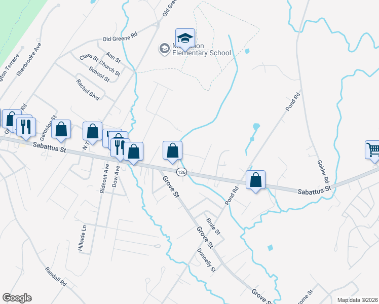 map of restaurants, bars, coffee shops, grocery stores, and more near 19 Smith Street in Lewiston