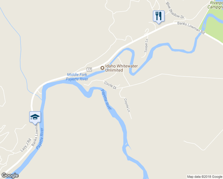 map of restaurants, bars, coffee shops, grocery stores, and more near 51 Circle Drive in Garden Valley
