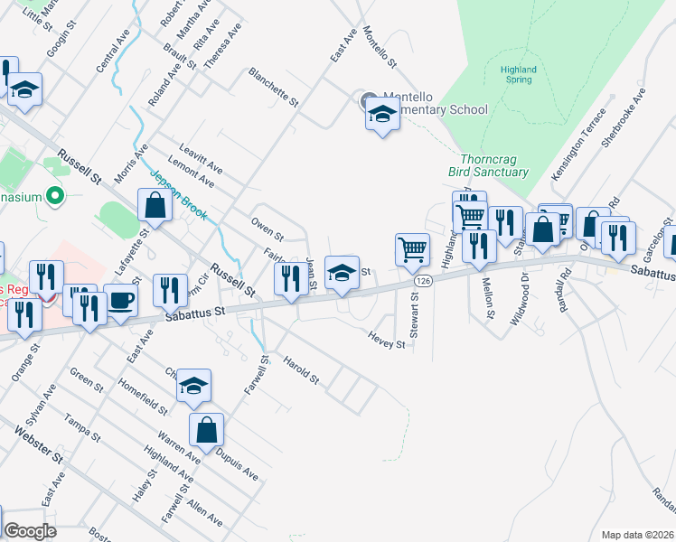 map of restaurants, bars, coffee shops, grocery stores, and more near 3 Lynn Street in Lewiston