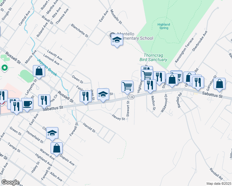 map of restaurants, bars, coffee shops, grocery stores, and more near 66 Laurier St in Lewiston