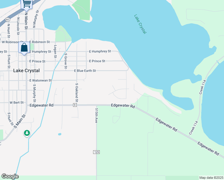 map of restaurants, bars, coffee shops, grocery stores, and more near 749 Luiken Street in Lake Crystal