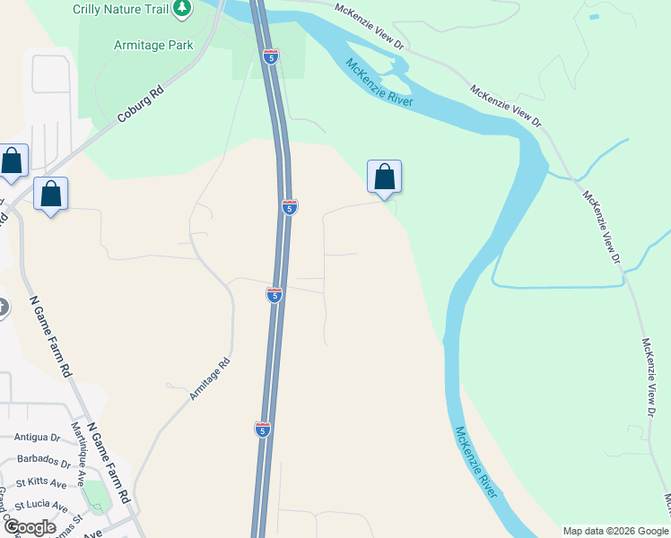 map of restaurants, bars, coffee shops, grocery stores, and more near 89807 Sprague Road in Eugene