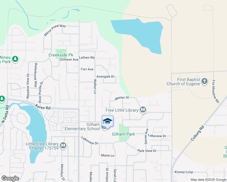 map of restaurants, bars, coffee shops, grocery stores, and more near 2911 Tennyson Avenue in Eugene