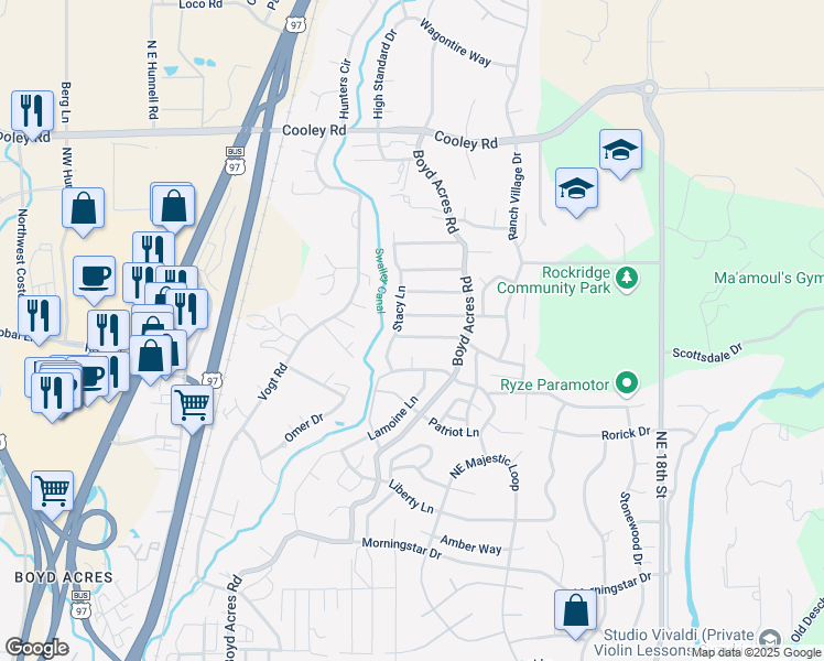 map of restaurants, bars, coffee shops, grocery stores, and more near 63422 Conger Court in Bend