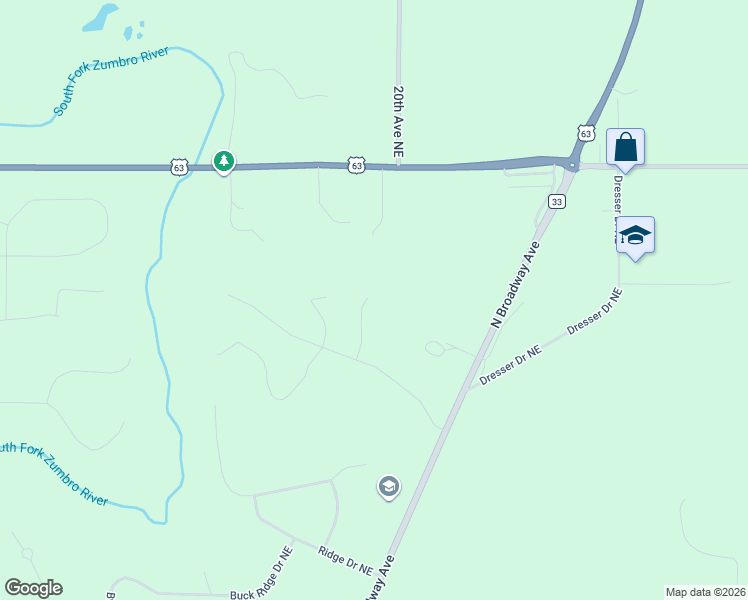 map of restaurants, bars, coffee shops, grocery stores, and more near 7224 Siems Lane Northeast in Rochester