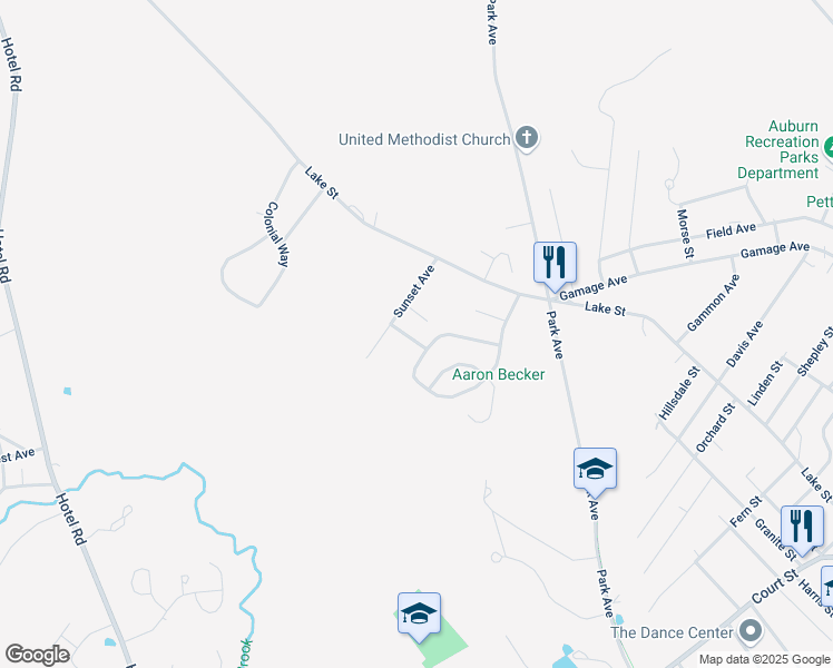 map of restaurants, bars, coffee shops, grocery stores, and more near 48 Sunset Avenue in Auburn