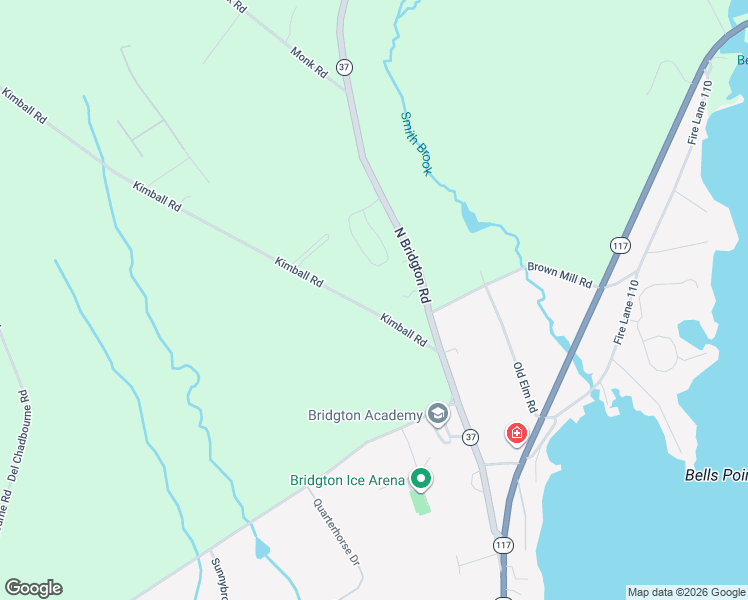 map of restaurants, bars, coffee shops, grocery stores, and more near 27 Kimball Road in Bridgton