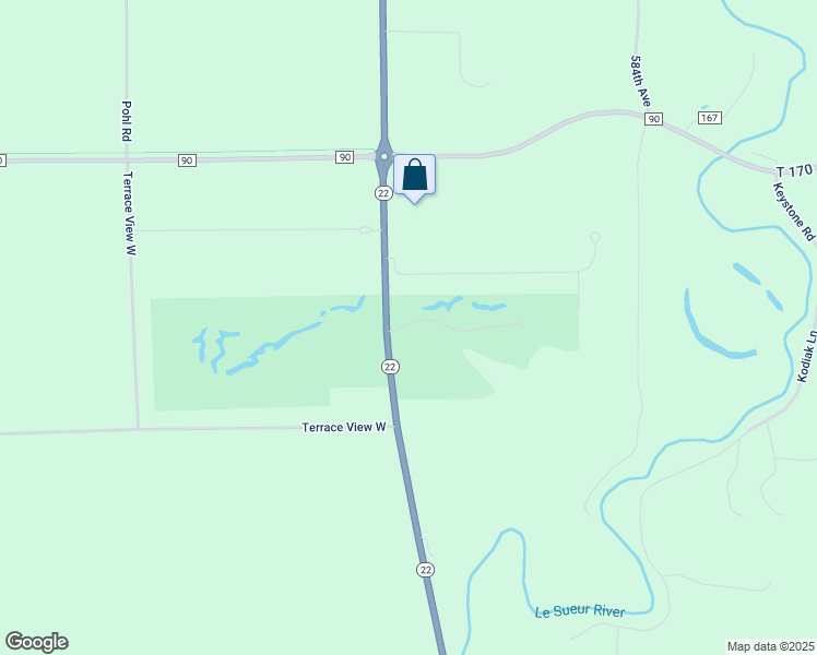 map of restaurants, bars, coffee shops, grocery stores, and more near 102 Terrace View East in Mankato