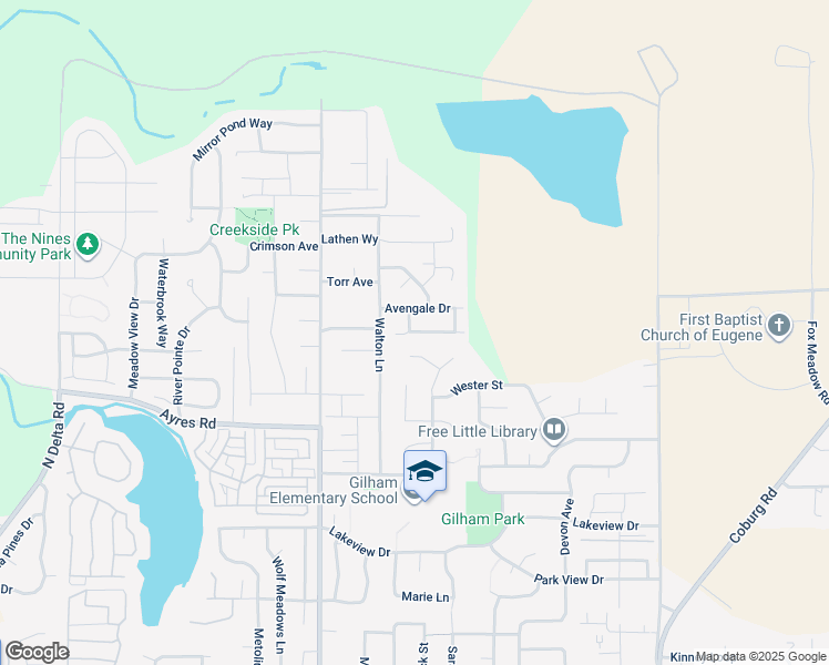 map of restaurants, bars, coffee shops, grocery stores, and more near 2263 Comstock Avenue in Eugene
