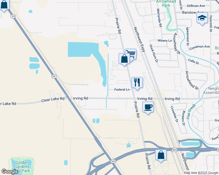 map of restaurants, bars, coffee shops, grocery stores, and more near 30005 Federal Lane in Eugene