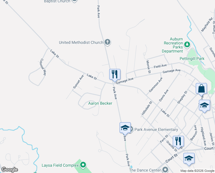 map of restaurants, bars, coffee shops, grocery stores, and more near 10 Nottingham Road in Auburn