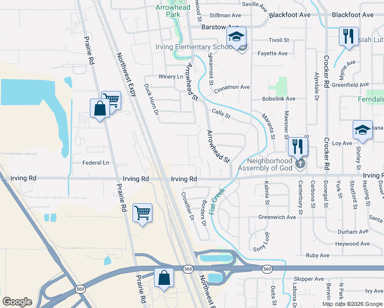 map of restaurants, bars, coffee shops, grocery stores, and more near Shelby Way in Eugene