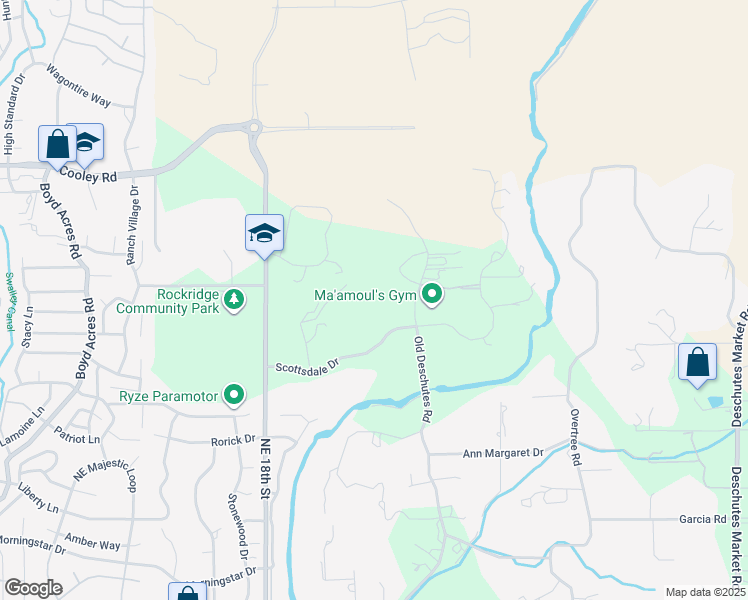 map of restaurants, bars, coffee shops, grocery stores, and more near 21020 Scottsdale Drive in Bend