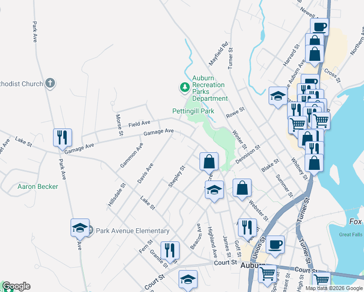 map of restaurants, bars, coffee shops, grocery stores, and more near 112 Pine Way in Auburn