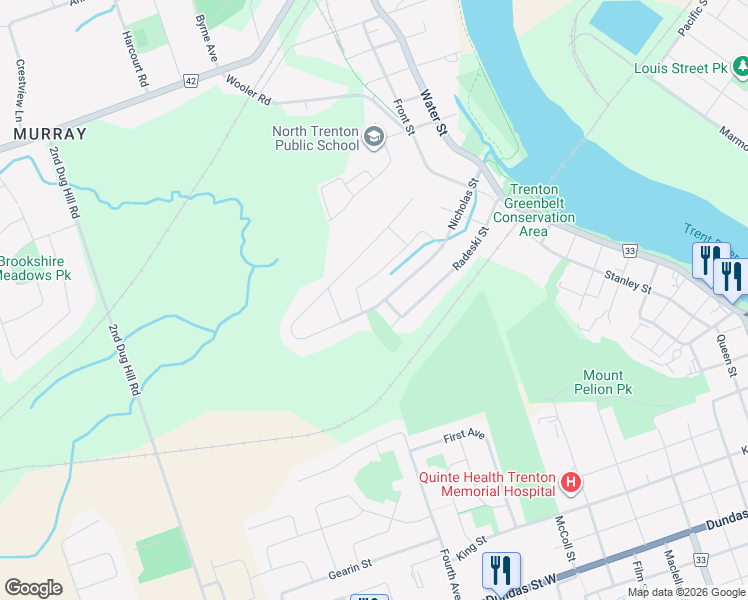 map of restaurants, bars, coffee shops, grocery stores, and more near 116 Nicholas Street in Quinte West