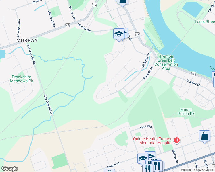map of restaurants, bars, coffee shops, grocery stores, and more near 17 Mayhew Drive in Quinte West