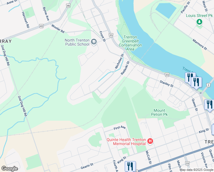 map of restaurants, bars, coffee shops, grocery stores, and more near 97 Nicholas Street in Quinte West