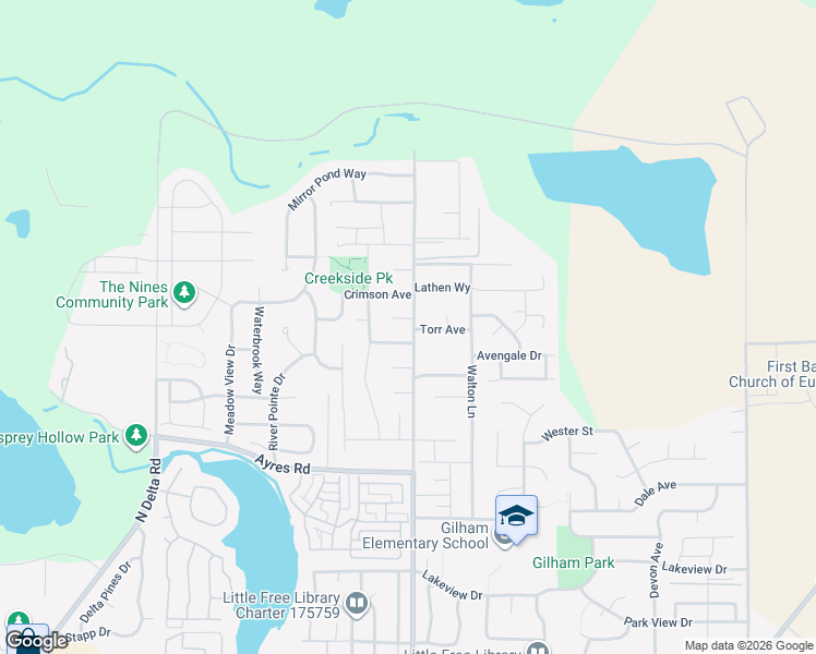 map of restaurants, bars, coffee shops, grocery stores, and more near 3704 Gilham Road in Eugene