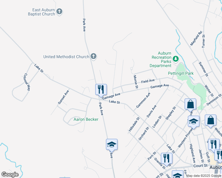 map of restaurants, bars, coffee shops, grocery stores, and more near 18 Grandview Avenue in Auburn