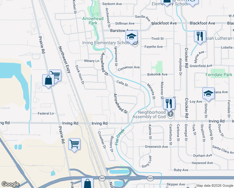 map of restaurants, bars, coffee shops, grocery stores, and more near 2987 Dry Creek Road in Eugene