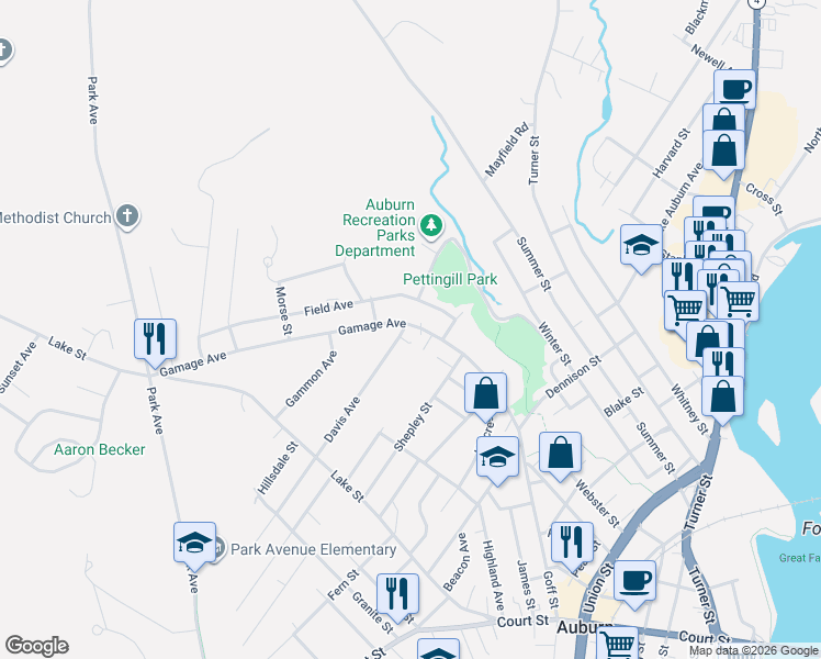 map of restaurants, bars, coffee shops, grocery stores, and more near 112 Pine Way in Auburn
