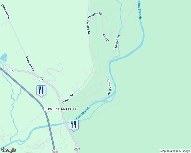 map of restaurants, bars, coffee shops, grocery stores, and more near 7 Emery Lane in Intervale