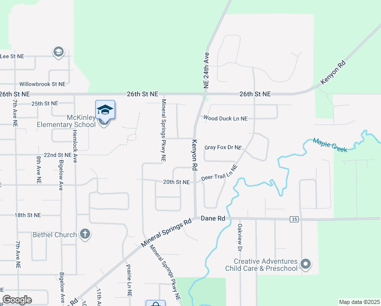 map of restaurants, bars, coffee shops, grocery stores, and more near 2200 Kenyon Road in Owatonna