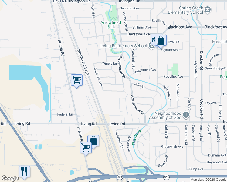 map of restaurants, bars, coffee shops, grocery stores, and more near Napa Creek Drive in Eugene