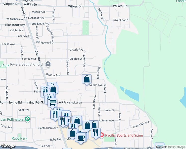 map of restaurants, bars, coffee shops, grocery stores, and more near 329 Lazy Avenue in Eugene