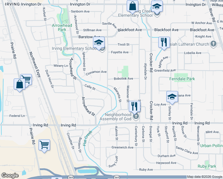 map of restaurants, bars, coffee shops, grocery stores, and more near 2992 Hyacinth Street in Eugene