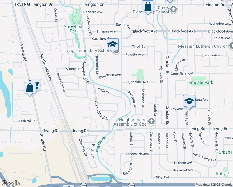 map of restaurants, bars, coffee shops, grocery stores, and more near 2992 Hyacinth Street in Eugene
