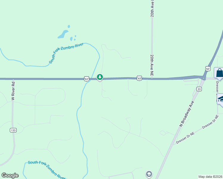 map of restaurants, bars, coffee shops, grocery stores, and more near 1310 75th Street Northeast in Rochester