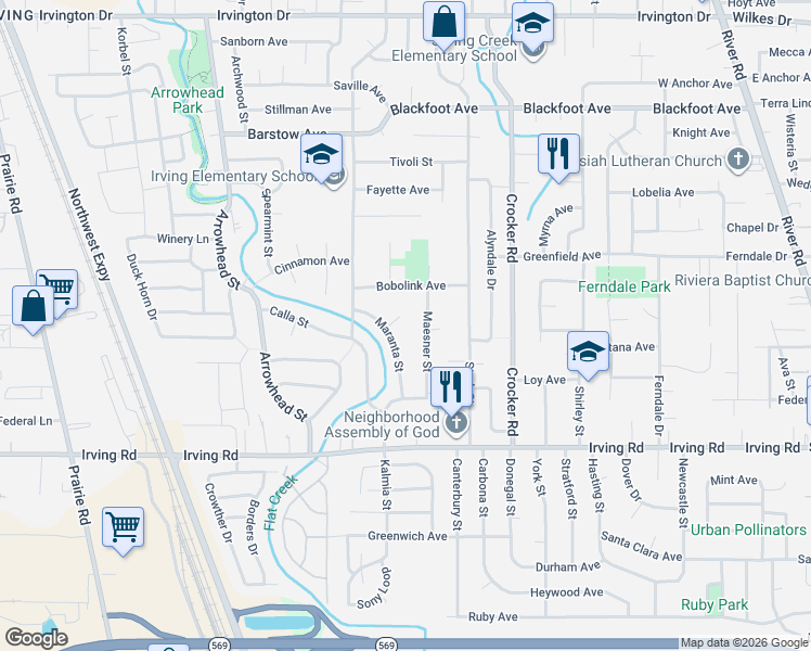 map of restaurants, bars, coffee shops, grocery stores, and more near 2923 Maranta Street in Eugene