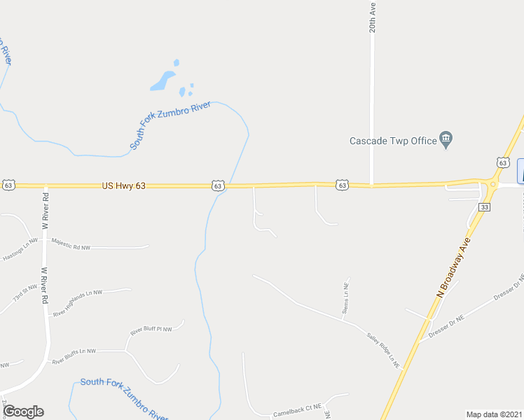 map of restaurants, bars, coffee shops, grocery stores, and more near 1310 75th Street Northeast in Rochester