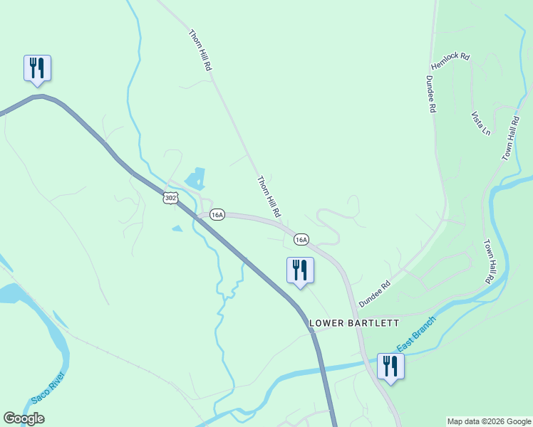 map of restaurants, bars, coffee shops, grocery stores, and more near 480 Nh Route 16a in Bartlett