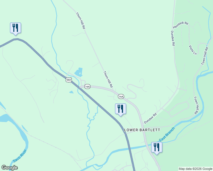 map of restaurants, bars, coffee shops, grocery stores, and more near 480 Nh Route 16a in Intervale