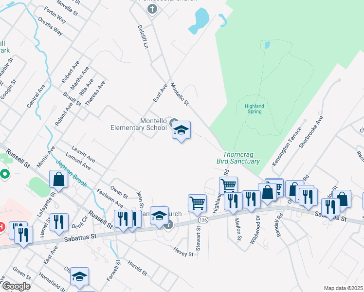map of restaurants, bars, coffee shops, grocery stores, and more near 407 East Avenue in Lewiston