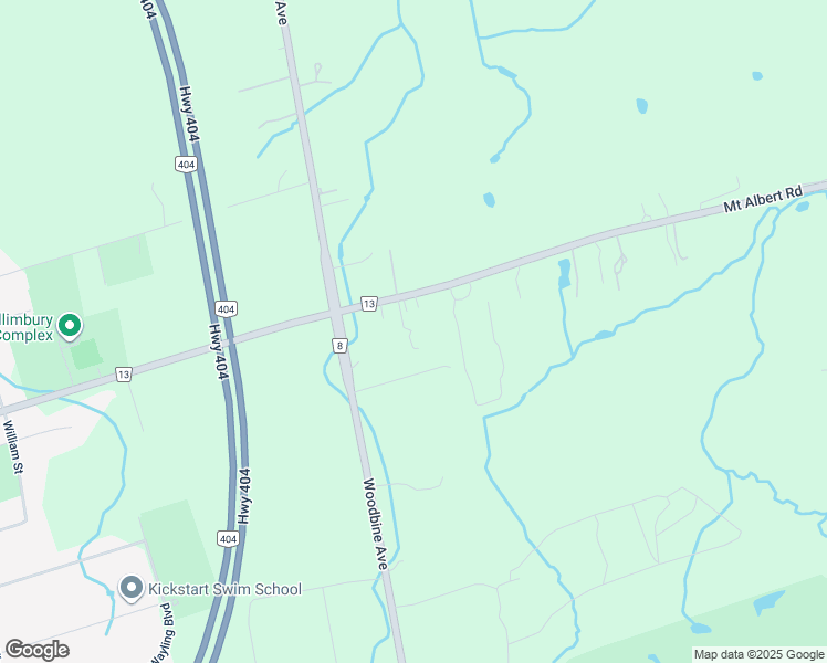 map of restaurants, bars, coffee shops, grocery stores, and more near 2303 Mount Albert Road in East Gwillimbury
