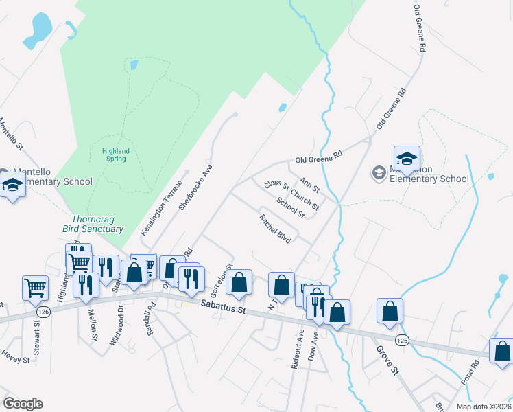 map of restaurants, bars, coffee shops, grocery stores, and more near 10 Rachel Boulevard in Lewiston