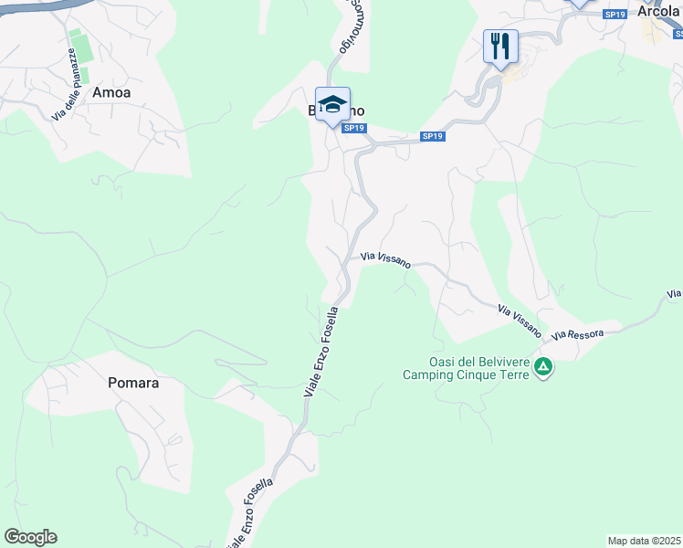 map of restaurants, bars, coffee shops, grocery stores, and more near 50 Via Pietralba in Arcola
