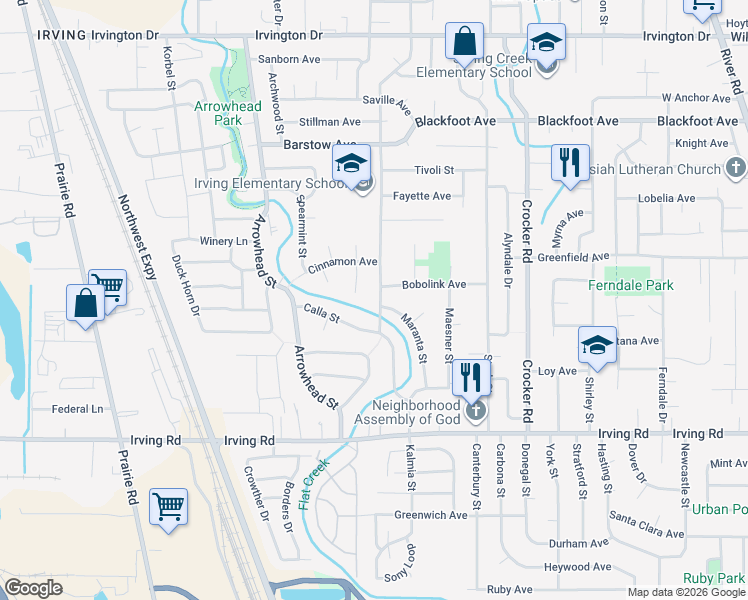 map of restaurants, bars, coffee shops, grocery stores, and more near 2992 Hyacinth Street in Eugene