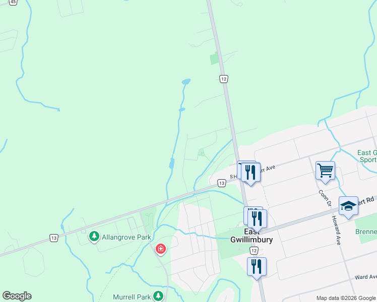 map of restaurants, bars, coffee shops, grocery stores, and more near 133 Countryman Road in East Gwillimbury