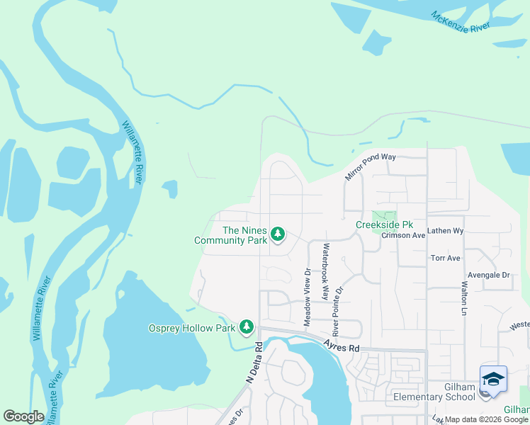 map of restaurants, bars, coffee shops, grocery stores, and more near 1367 Umpqua Avenue in Coburg
