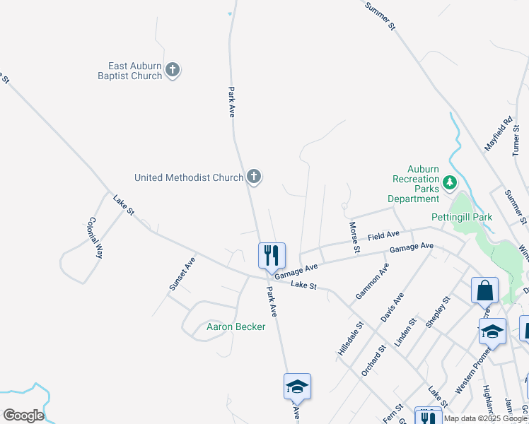 map of restaurants, bars, coffee shops, grocery stores, and more near 70 Gillander Avenue in Auburn