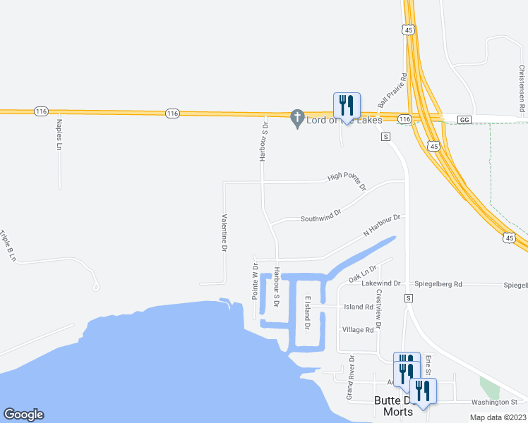 map of restaurants, bars, coffee shops, grocery stores, and more near 5980 Harbour South Drive in Winneconne