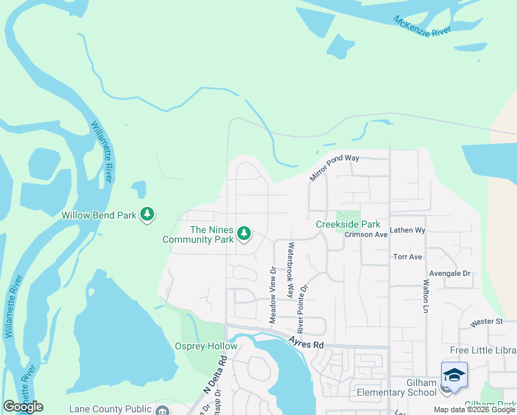 map of restaurants, bars, coffee shops, grocery stores, and more near 1581 Umpqua Avenue in Eugene