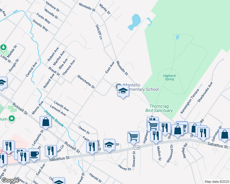 map of restaurants, bars, coffee shops, grocery stores, and more near 407 East Avenue in Lewiston